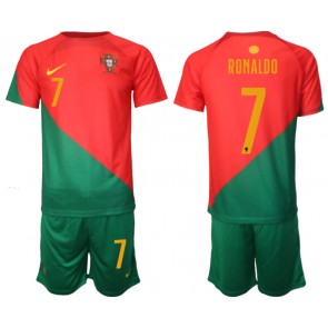 Portugal Cristiano Ronaldo #7 Hemmakläder Barn VM 2022 Kortärmad (+ Korta byxor)